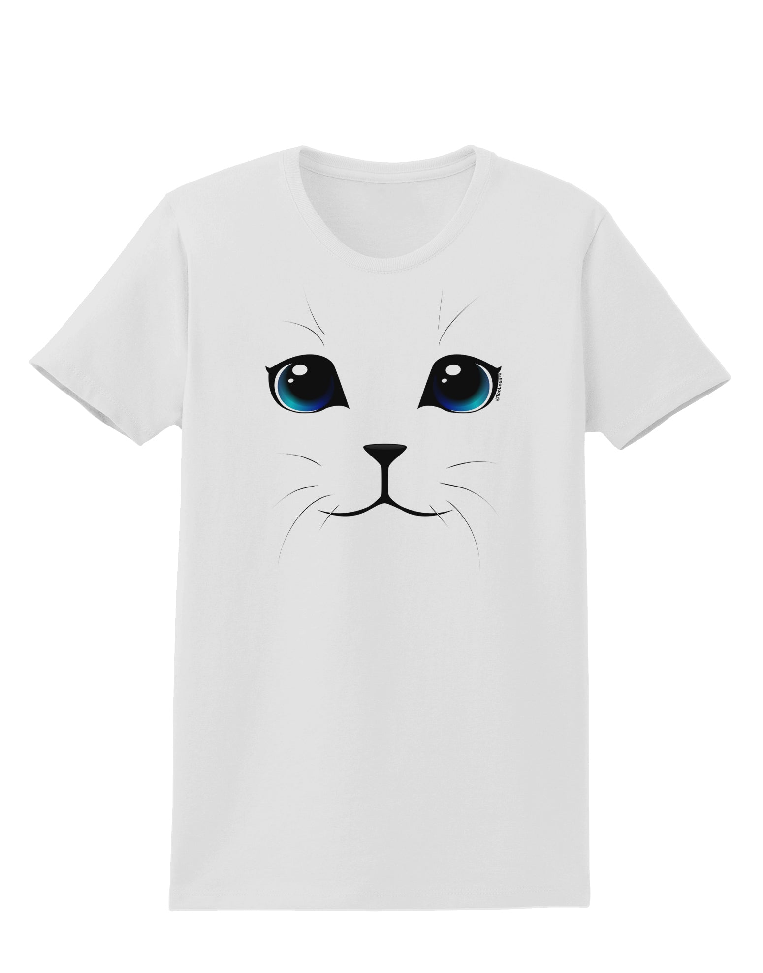 Blue-Eyed Cute Cat Face Womens T-Shirt-Womens T-Shirt-TooLoud-White-X-Small-Davson Sales