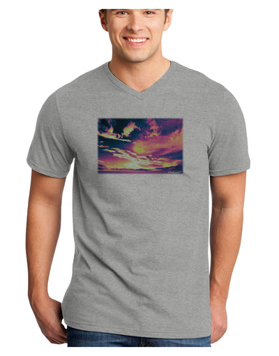 Blue Mesa Reservoir Surreal Adult V-Neck T-shirt-Mens V-Neck T-Shirt-TooLoud-HeatherGray-Small-Davson Sales
