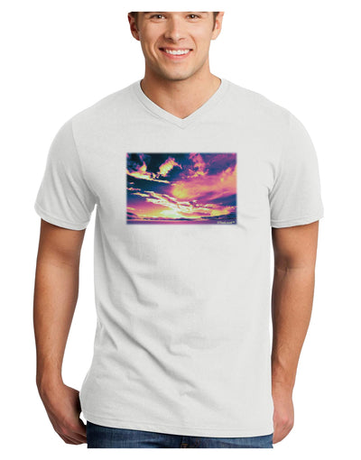 Blue Mesa Reservoir Surreal Adult V-Neck T-shirt-Mens V-Neck T-Shirt-TooLoud-White-Small-Davson Sales