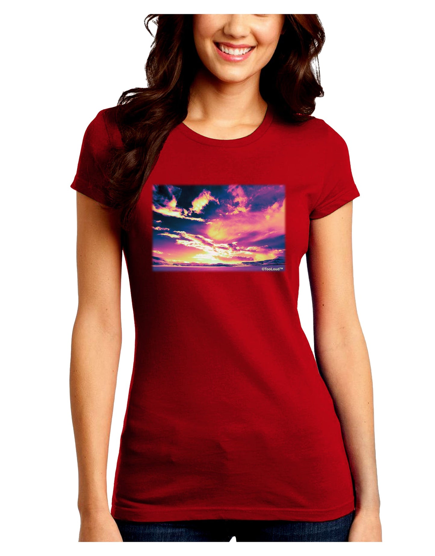 Blue Mesa Reservoir Surreal Juniors Petite Crew Dark T-Shirt-T-Shirts Juniors Tops-TooLoud-Red-Juniors Fitted Small-Davson Sales