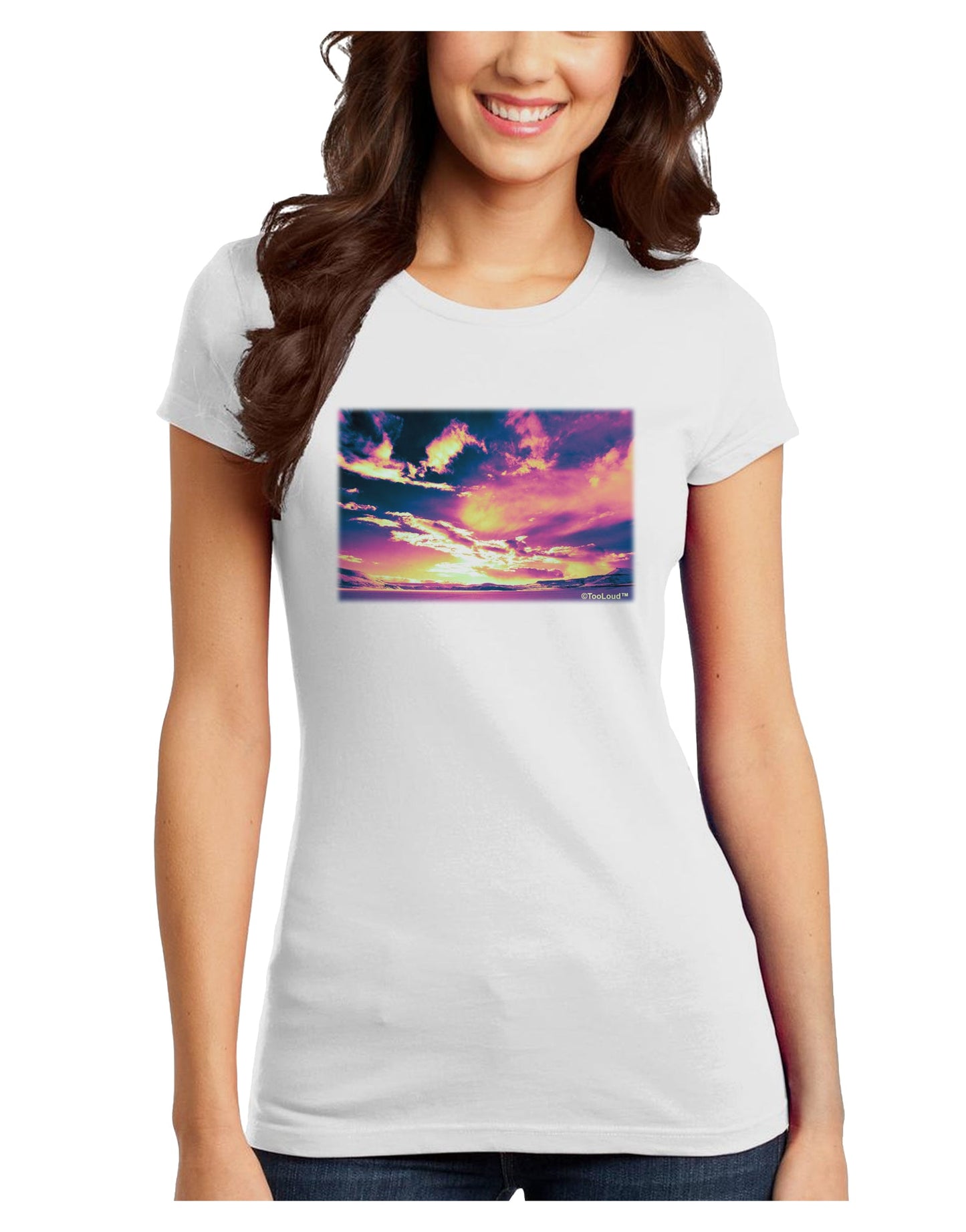 Blue Mesa Reservoir Surreal Juniors Petite T-Shirt-T-Shirts Juniors Tops-TooLoud-White-Juniors Fitted X-Small-Davson Sales
