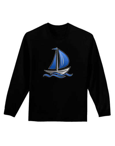 Blue Sailboat Adult Long Sleeve Dark T-Shirt-TooLoud-Black-Small-Davson Sales