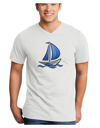 Blue Sailboat Adult V-Neck T-shirt-Mens V-Neck T-Shirt-TooLoud-White-Small-Davson Sales