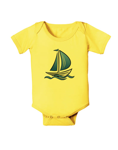 Blue Sailboat Baby Romper Bodysuit-Baby Romper-TooLoud-Yellow-06-Months-Davson Sales