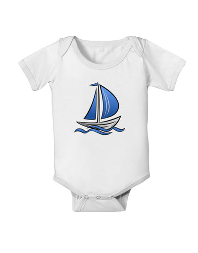 Blue Sailboat Baby Romper Bodysuit-Baby Romper-TooLoud-White-06-Months-Davson Sales