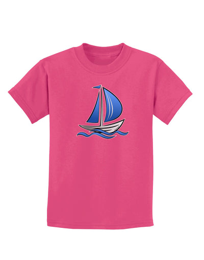 Blue Sailboat Childrens Dark T-Shirt-Childrens T-Shirt-TooLoud-Sangria-X-Small-Davson Sales