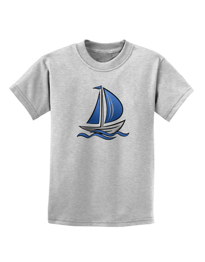 Blue Sailboat Childrens T-Shirt-Childrens T-Shirt-TooLoud-AshGray-X-Small-Davson Sales