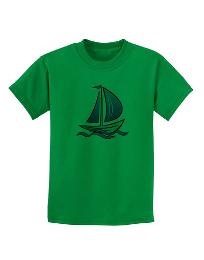 Blue Sailboat Childrens T-Shirt-Childrens T-Shirt-TooLoud-Kelly-Green-X-Small-Davson Sales