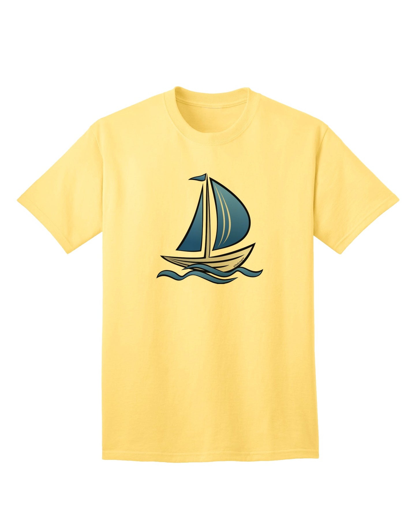 Blue Sailboat Graphic Adult T-Shirt - Premium Quality-Mens T-shirts-TooLoud-Yellow-Small-Davson Sales
