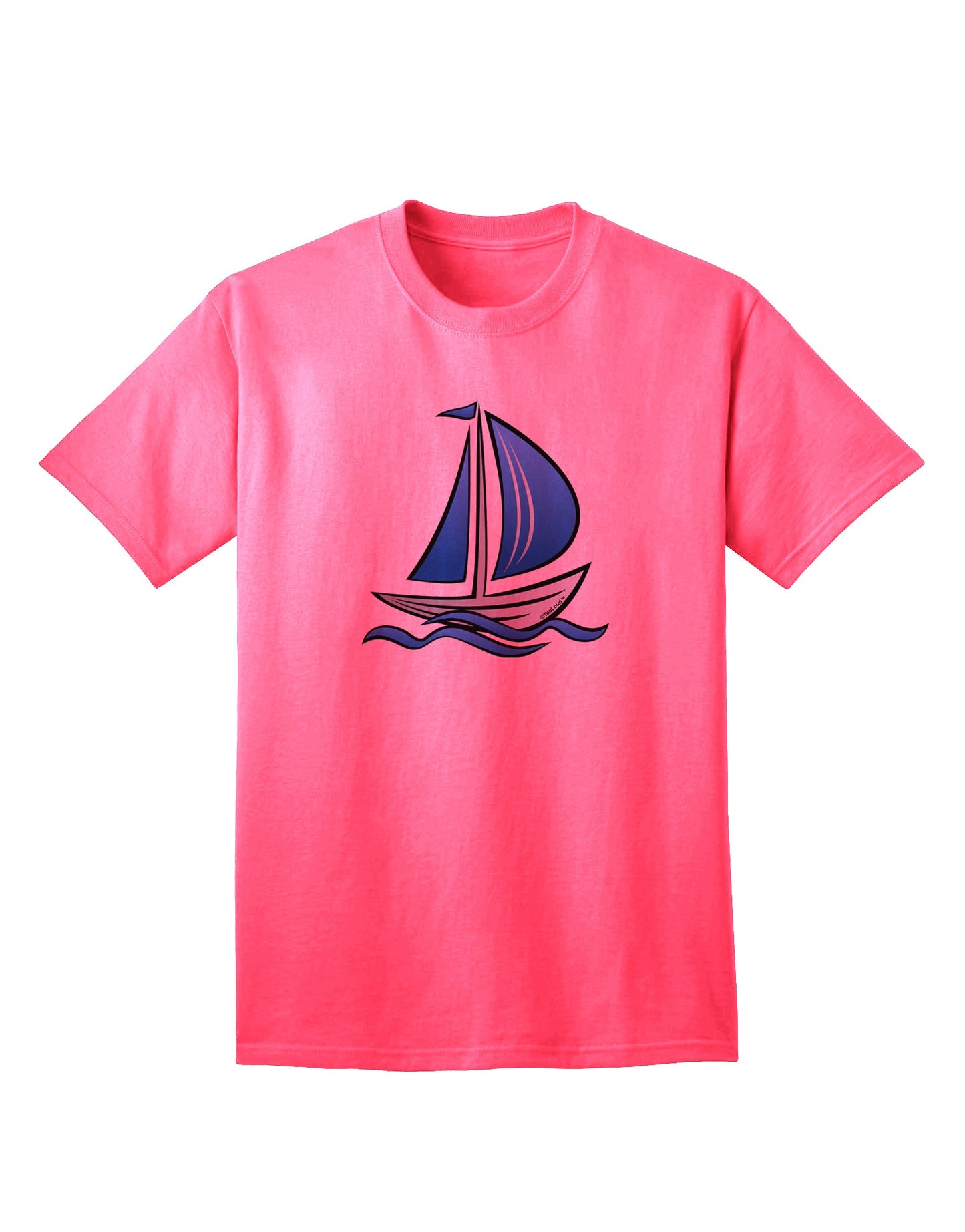 Blue Sailboat Graphic Adult T-Shirt - Premium Quality-Mens T-shirts-TooLoud-Neon-Pink-Small-Davson Sales