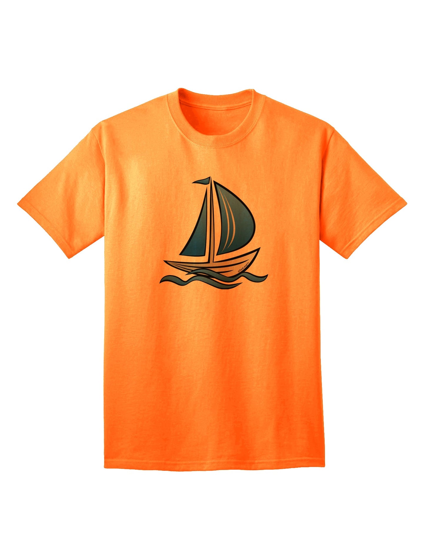 Blue Sailboat Graphic Adult T-Shirt - Premium Quality-Mens T-shirts-TooLoud-Neon-Orange-Small-Davson Sales