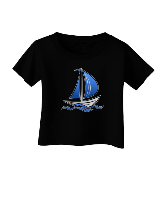 Blue Sailboat Infant T-Shirt Dark-Infant T-Shirt-TooLoud-Black-06-Months-Davson Sales