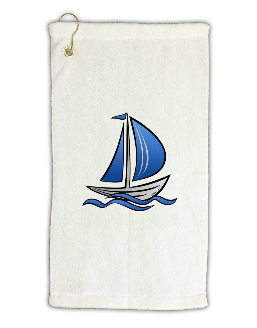 Blue Sailboat Micro Terry Gromet Golf Towel 16 x 25 inch-Golf Towel-TooLoud-White-Davson Sales