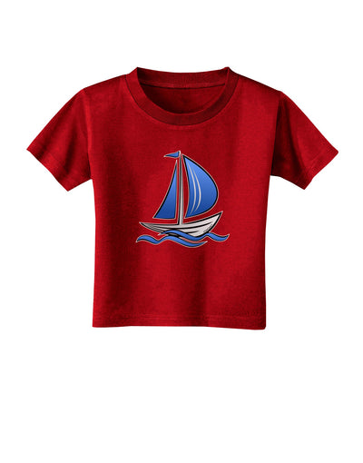 Blue Sailboat Toddler T-Shirt Dark-Toddler T-Shirt-TooLoud-Red-2T-Davson Sales