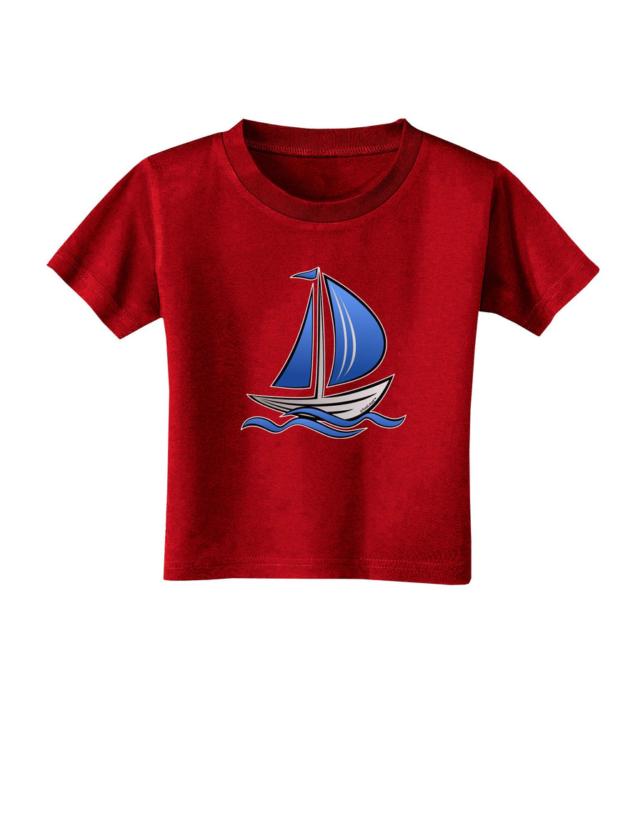 Blue Sailboat Toddler T-Shirt Dark-Toddler T-Shirt-TooLoud-Black-2T-Davson Sales