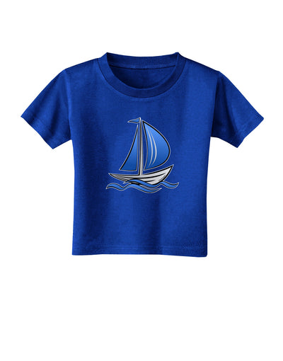 Blue Sailboat Toddler T-Shirt Dark-Toddler T-Shirt-TooLoud-Royal-Blue-2T-Davson Sales