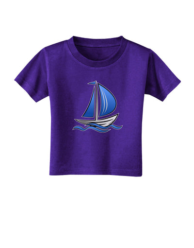 Blue Sailboat Toddler T-Shirt Dark-Toddler T-Shirt-TooLoud-Purple-2T-Davson Sales