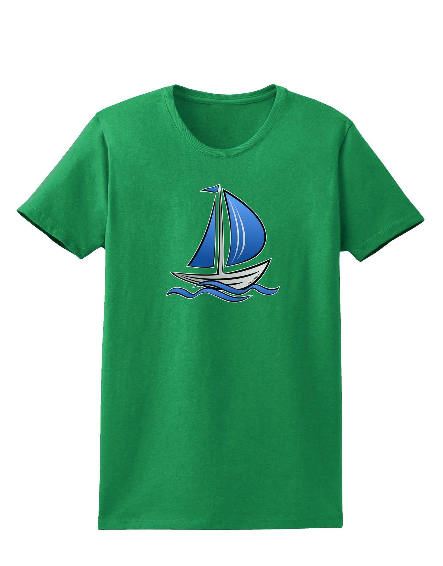 Blue Sailboat Womens Dark T-Shirt-TooLoud-Kelly-Green-X-Small-Davson Sales