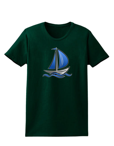 Blue Sailboat Womens Dark T-Shirt-TooLoud-Forest-Green-Small-Davson Sales