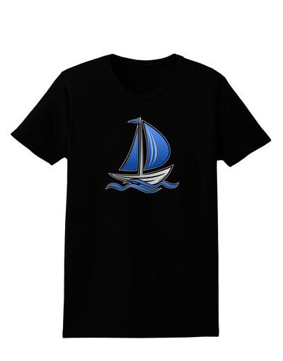 Blue Sailboat Womens Dark T-Shirt-TooLoud-Black-X-Small-Davson Sales