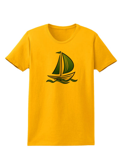 Blue Sailboat Womens T-Shirt-Womens T-Shirt-TooLoud-Gold-X-Small-Davson Sales