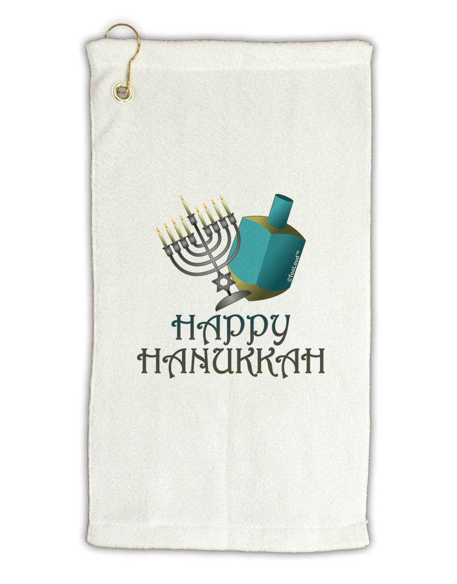 Blue & Silver Happy Hanukkah Micro Terry Gromet Golf Towel 16 x 25 inch-Golf Towel-TooLoud-White-Davson Sales