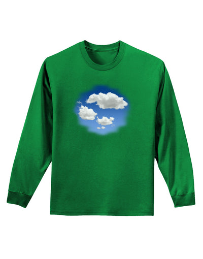 Blue Sky Puffy Clouds Adult Long Sleeve Dark T-Shirt-TooLoud-Kelly-Green-Small-Davson Sales