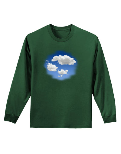 Blue Sky Puffy Clouds Adult Long Sleeve Dark T-Shirt-TooLoud-Dark-Green-Small-Davson Sales