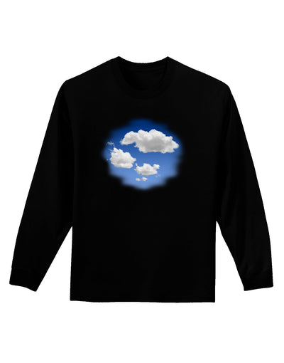 Blue Sky Puffy Clouds Adult Long Sleeve Dark T-Shirt-TooLoud-Black-Small-Davson Sales