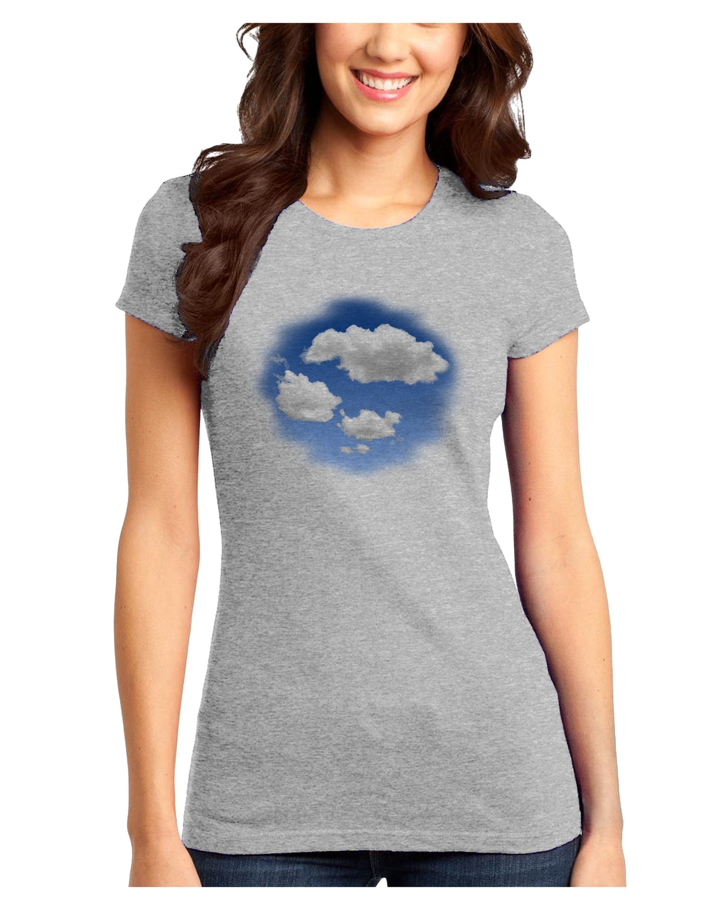 Blue Sky Puffy Clouds Juniors T-Shirt-Womens Juniors T-Shirt-TooLoud-Ash-Gray-Juniors Fitted X-Small-Davson Sales