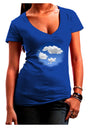 Blue Sky Puffy Clouds Juniors V-Neck Dark T-Shirt-Womens V-Neck T-Shirts-TooLoud-Royal-Blue-Juniors Fitted Small-Davson Sales