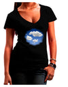 Blue Sky Puffy Clouds Juniors V-Neck Dark T-Shirt-Womens V-Neck T-Shirts-TooLoud-Black-Juniors Fitted Small-Davson Sales