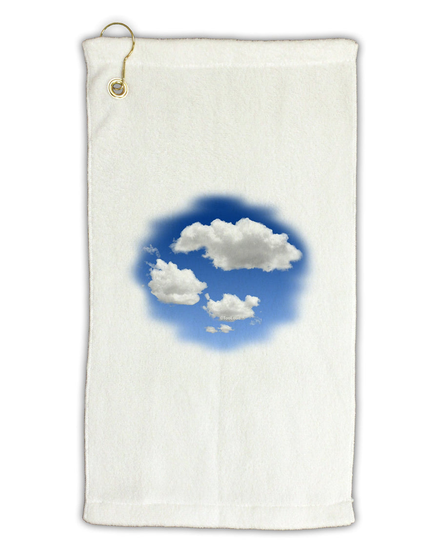 Blue Sky Puffy Clouds Micro Terry Gromet Golf Towel 11&#x22;x19-Golf Towel-TooLoud-White-Davson Sales