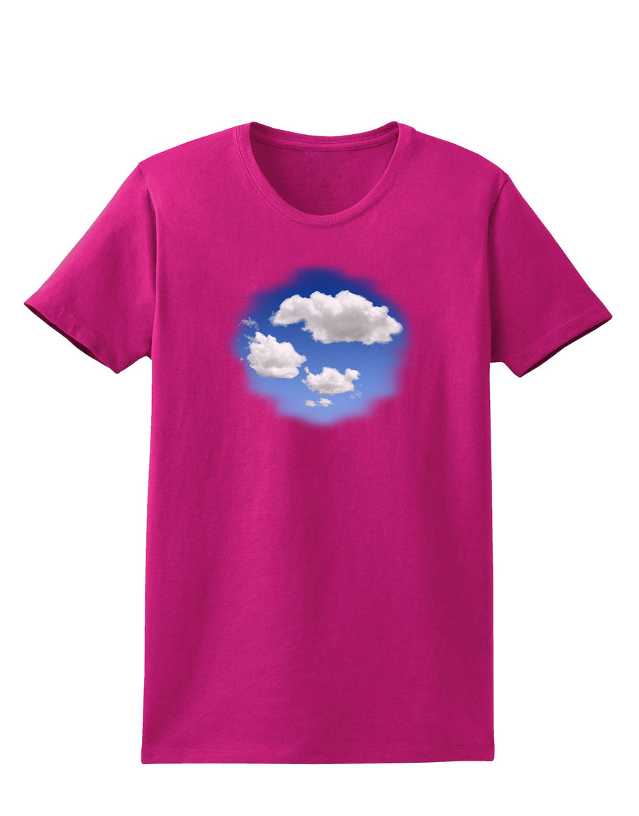 Blue Sky Puffy Clouds Womens Dark T-Shirt-TooLoud-Black-X-Small-Davson Sales