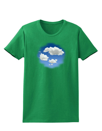 Blue Sky Puffy Clouds Womens Dark T-Shirt-TooLoud-Kelly-Green-X-Small-Davson Sales