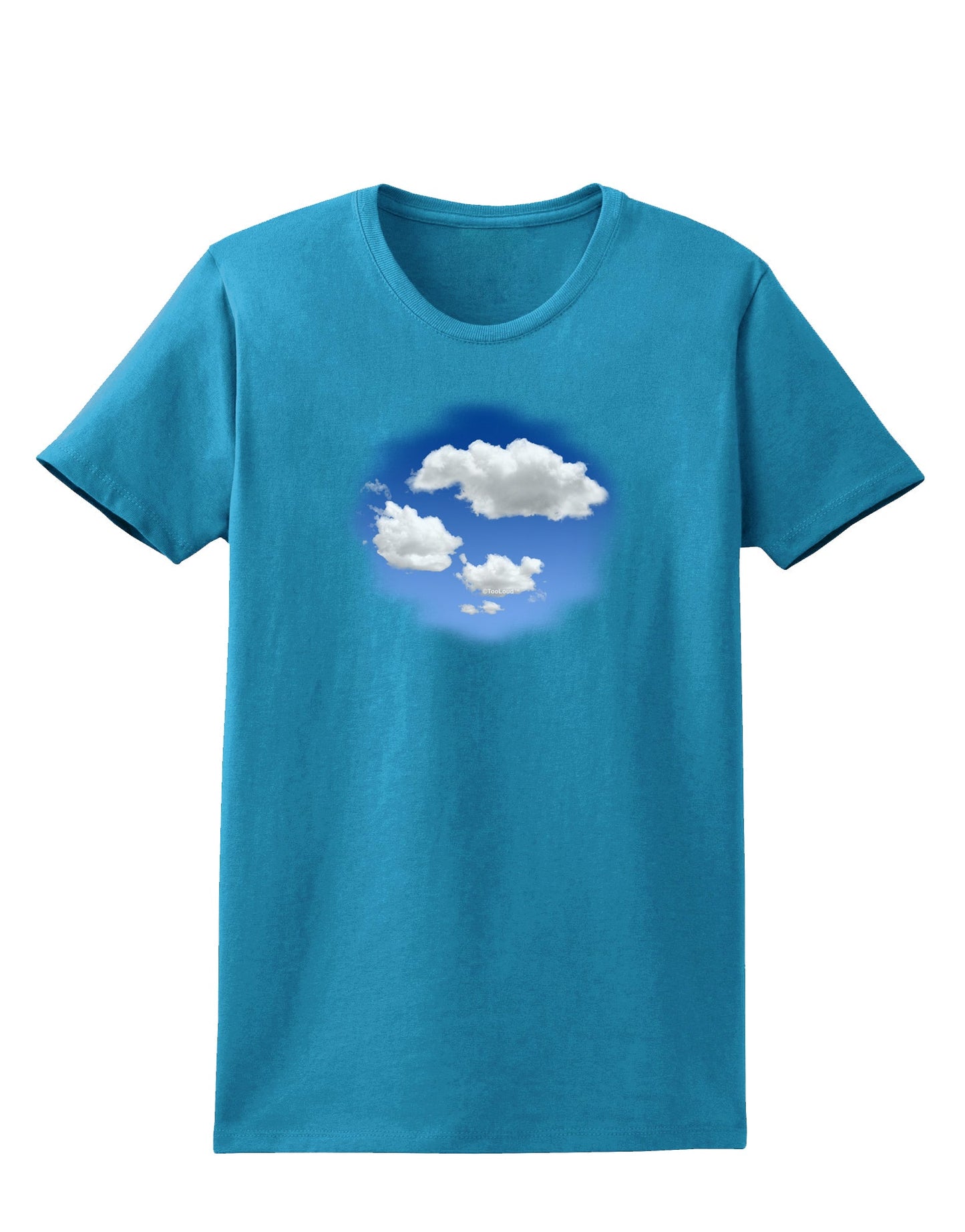 Blue Sky Puffy Clouds Womens Dark T-Shirt-TooLoud-Turquoise-X-Small-Davson Sales