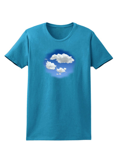 Blue Sky Puffy Clouds Womens Dark T-Shirt-TooLoud-Turquoise-X-Small-Davson Sales