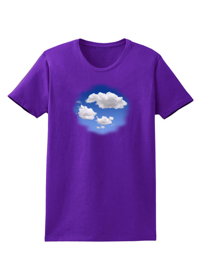 Blue Sky Puffy Clouds Womens Dark T-Shirt-TooLoud-Purple-X-Small-Davson Sales