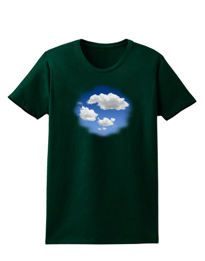 Blue Sky Puffy Clouds Womens Dark T-Shirt-TooLoud-Forest-Green-Small-Davson Sales