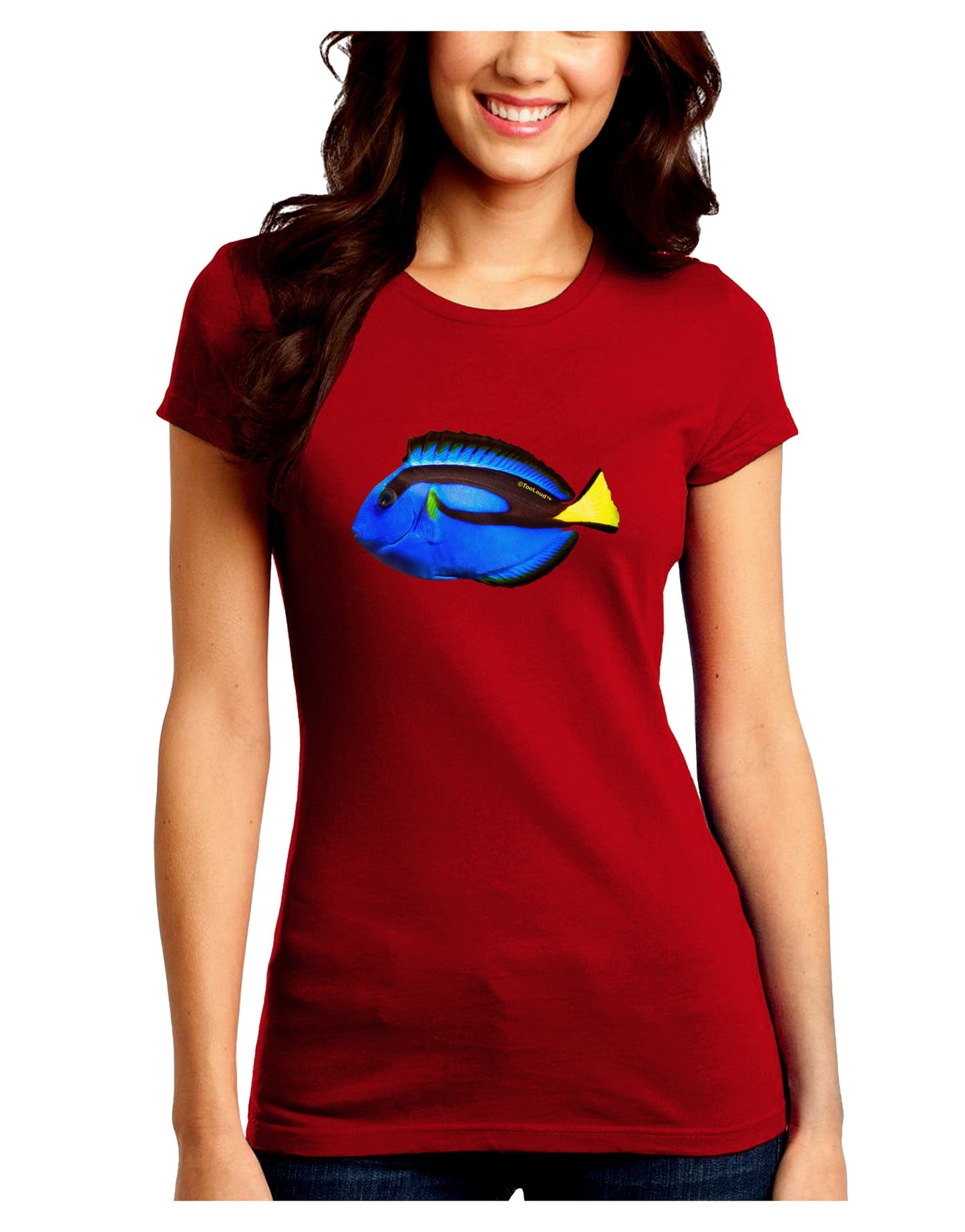 Blue Tang Fish Juniors Petite Crew Dark T-Shirt-T-Shirts Juniors Tops-TooLoud-Red-Juniors Fitted Small-Davson Sales