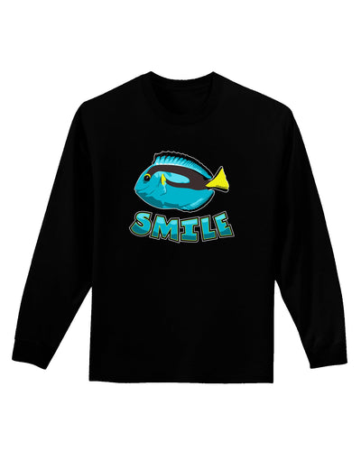 Blue Tang Fish - Smile Adult Long Sleeve Dark T-Shirt-TooLoud-Black-Small-Davson Sales