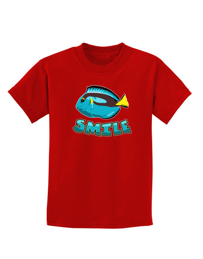 Blue Tang Fish - Smile Childrens Dark T-Shirt-Childrens T-Shirt-TooLoud-Red-X-Small-Davson Sales