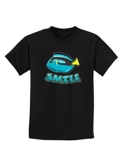 Blue Tang Fish - Smile Childrens Dark T-Shirt-Childrens T-Shirt-TooLoud-Black-X-Small-Davson Sales