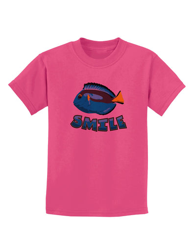 Blue Tang Fish - Smile Childrens T-Shirt-Childrens T-Shirt-TooLoud-Sangria-X-Small-Davson Sales