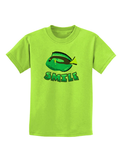 Blue Tang Fish - Smile Childrens T-Shirt-Childrens T-Shirt-TooLoud-Lime-Green-X-Small-Davson Sales