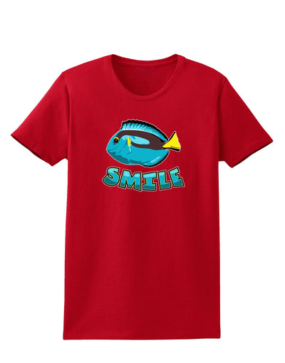 Blue Tang Fish - Smile Womens Dark T-Shirt-TooLoud-Red-X-Small-Davson Sales