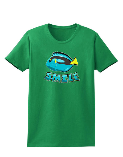 Blue Tang Fish - Smile Womens Dark T-Shirt-TooLoud-Kelly-Green-X-Small-Davson Sales