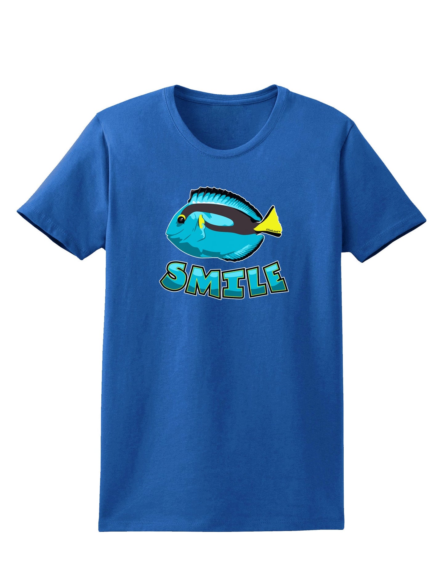 Blue Tang Fish - Smile Womens Dark T-Shirt-TooLoud-Royal-Blue-X-Small-Davson Sales