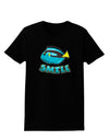 Blue Tang Fish - Smile Womens Dark T-Shirt-TooLoud-Black-X-Small-Davson Sales