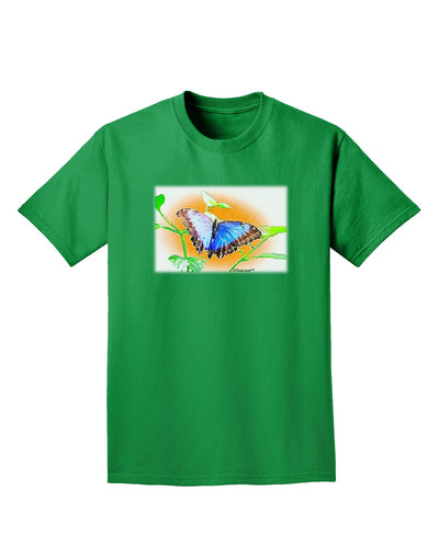 Blue Watercolor Butterfly Adult Dark T-Shirt-Mens T-Shirt-TooLoud-Kelly-Green-Small-Davson Sales